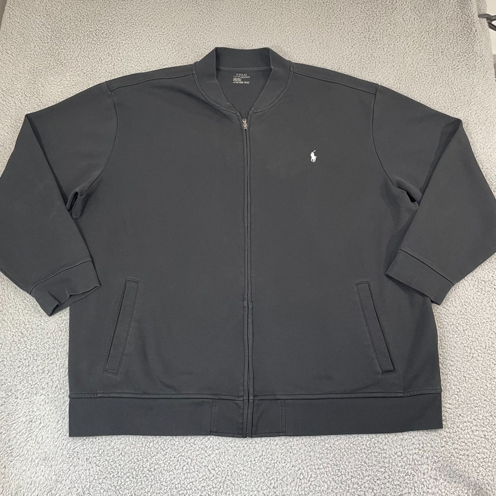 Polo Ralph Lauren Performance Bomber Men 4XLT Black Double Knit Full Zip Jacket